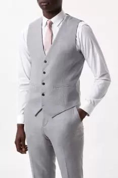 Image of Mens Slim Fit Mid Grey Marl Waistcoat