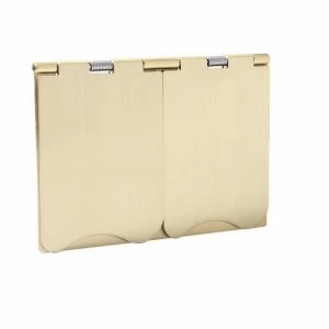 Image of KnightsBridge 13A 2 Gang UK 3 Pin Unswitched Flat Plate Floor Socket - Brushed Brass