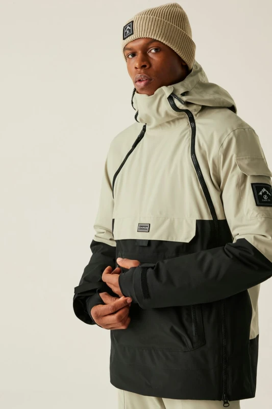 Image of Dare 2b Mens T-Bar Overhead Waterproof Breathable Insulated Skiing Jacket in Charcoal Size: Medium Charcoal Male M