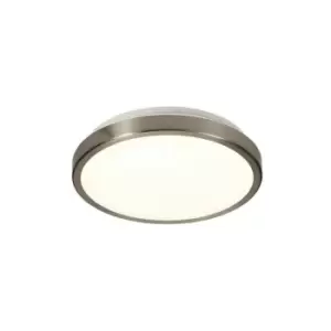 Image of Flush Ceiling, 1 x 12W LED, 4000K, 565lm, IP44, Satin Nickel, White - Luminosa Lighting