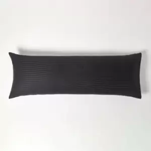 Image of Black Egyptian Cotton Ultrasoft Body Pillowcase 330 Thread Count - Black - Black - Homescapes