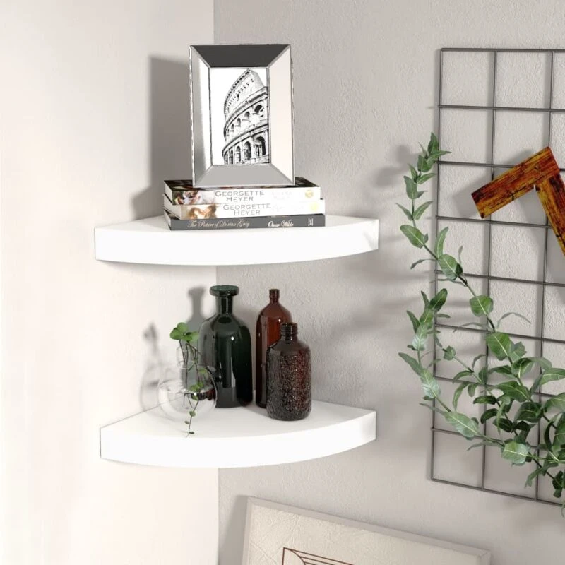 Image of VIDAXL Floating Corner Shelves 2 pcs White 25x25x3.8cm MDF vidaXL 8720286075272