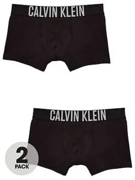 Image of Calvin Klein Boys 2 Pack Trunks - Black, Size Age: 8-10 Years Black NML6U Unisex age: 8-10 YEARS