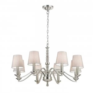 Image of 8 Light Multi Arm Chandelier Satin Nickel Finish, E14