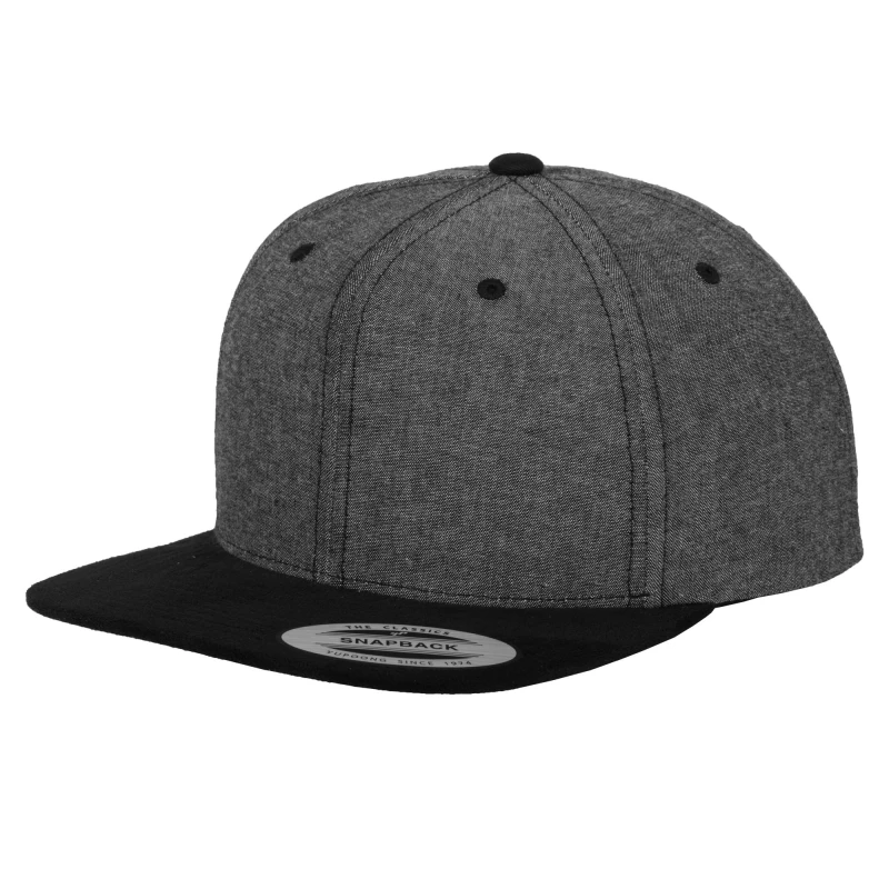 Image of Yupoong Mens Flexfit Chambray-Suede Snapback Cap in Black Male One Size