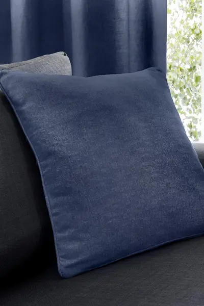 Image of Fusion 'Sorbonne' Luxury Plain Dyed Filled Cushion 100% Cotton Navy