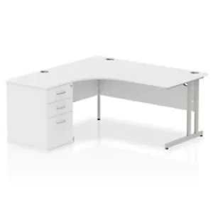 Image of Dynamic Corner Left Hand Desk White MFC Cantilever Leg Grey Frame Impulse 1600/1630 x 800/600 x 730mm