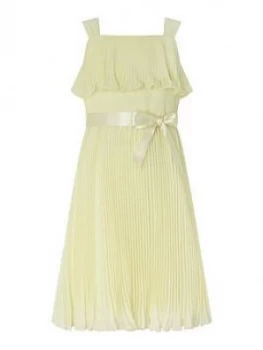 Image of Monsoon Girls S.E.W Italia Pleat Dress - Lemon, Lemon, Size 8 Years, Women