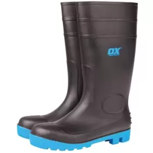 Image of OX - Safety Wellington Boots with Steel Toecap & Midsole Black - Size 8