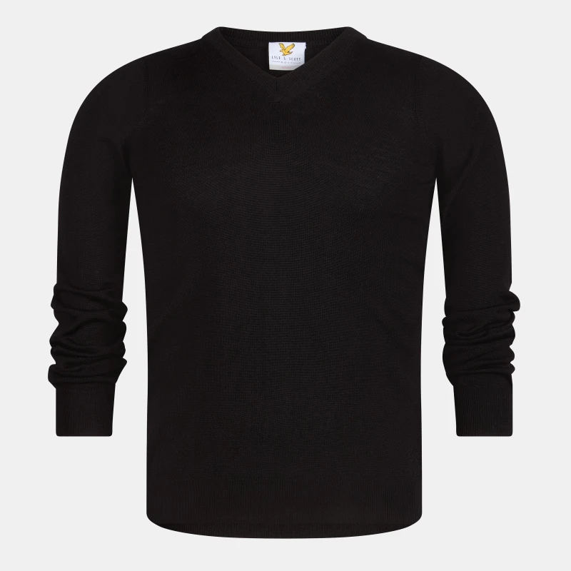 Image of Lyle and Scott Merrick V-Neck Jumper - Black XS