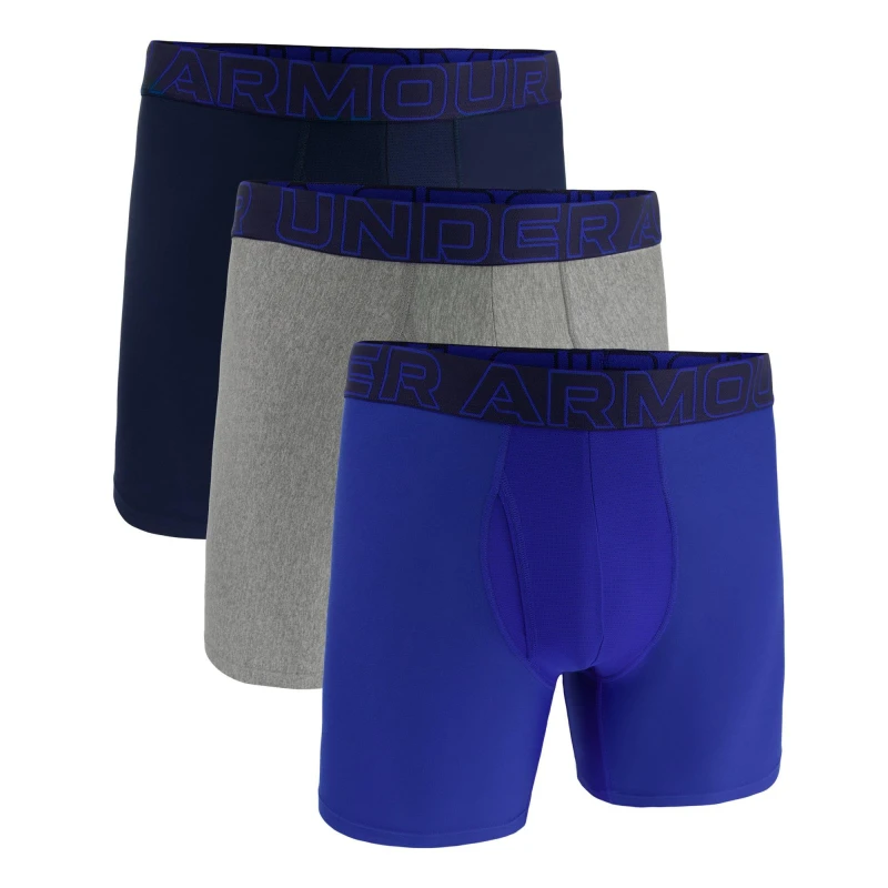 Image of Under Armour Mens Performance Tech Boxers Royal/Steel/Nvy male Small