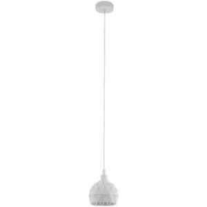 Image of Pendant Light Colour White Powder Coated Steel Faceted Shade Bulb E14 1x40W