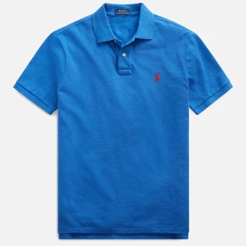 Image of Polo Ralph Lauren Mens Custom Slim Fit Mesh Polo Shirt - Dockside Blue Heather - M