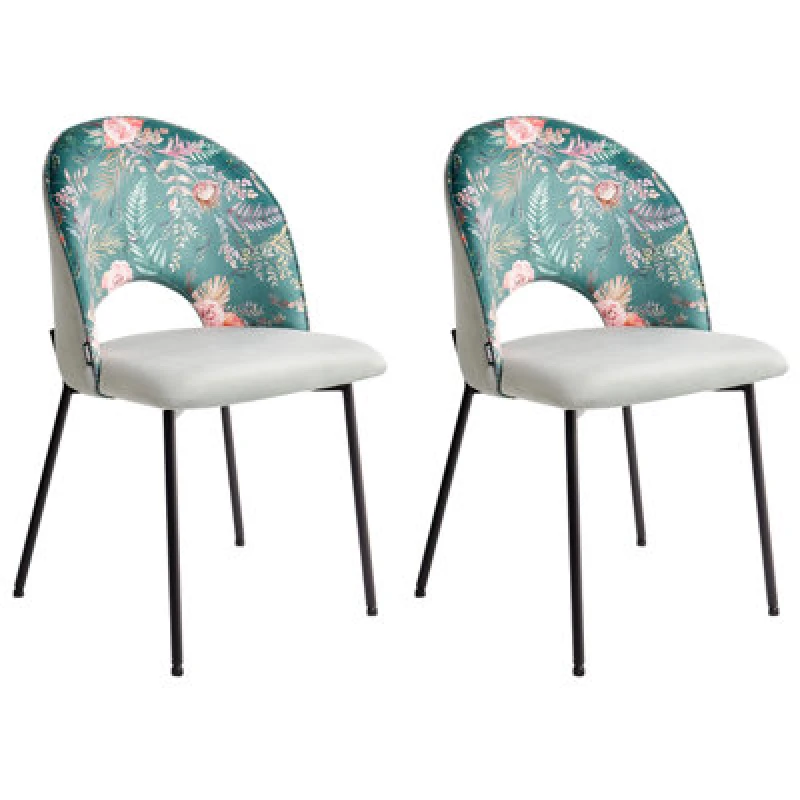 Image of Beliani Set Of 2 Dining Chairs Covelo Velvet Mint Green