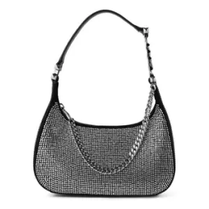 Image of Michael Kors Piper Embellished Suede Shoulder Bag - Black
