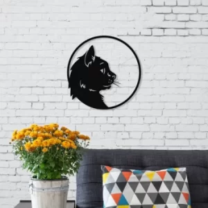Image of Cat Profile Black Decorative Metal Wall Accessory