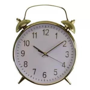 Image of Alarm Style Gold & White Wall Clock
