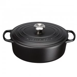 Image of Le Creuset Signature Cast Iron Oval Casserole Dish - 29cm - Satin Black