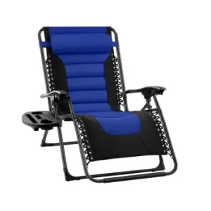 Image of Groundlevel Set Of 2 Extra Wide Garden Zero Gravity Chairs With Padded Seats Blue
