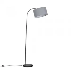 Image of Curva Dark Grey Floor Lamp with Large Dark Grey Reni Shade