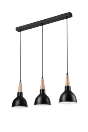 Image of Francesca Bar Pendant Ceiling Light Black, 3x E27