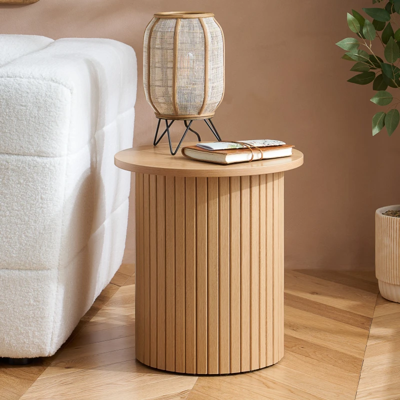 Image of Birlea Brown Fluted Side Table Axel Birlea Brown