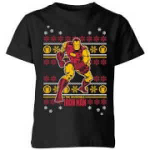 Image of Marvel Iron Man Kids Christmas T-Shirt - Black - 3-4 Years