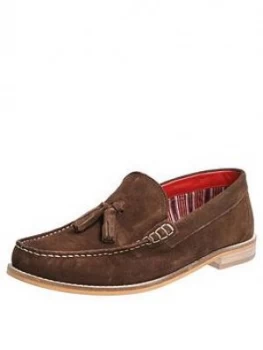 Image of Base London Tempus Suede Loafers - Brown