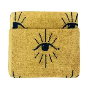 Image of Theia Abstract Eye Hand Towel Ochre