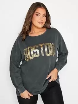 Image of Yours Varsity Sweatshirt - Grey, Size 22-24, Women