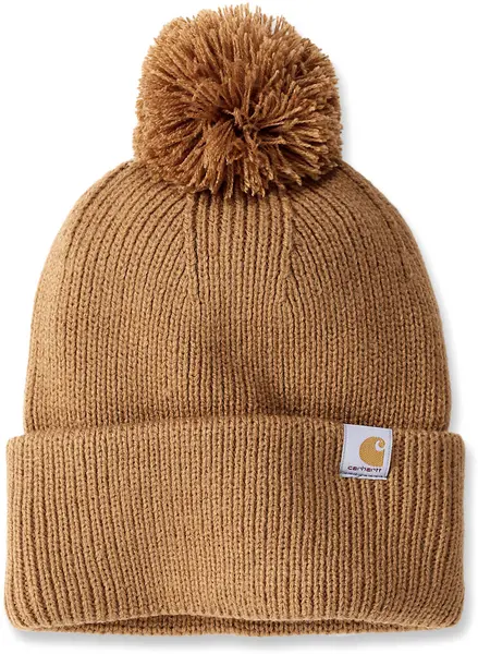 Image of Carhartt Knit Pom-Pom Cuffed Beanie, brown