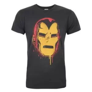 Image of Junk Food Mens Face Iron Man T-Shirt (S) (Black)