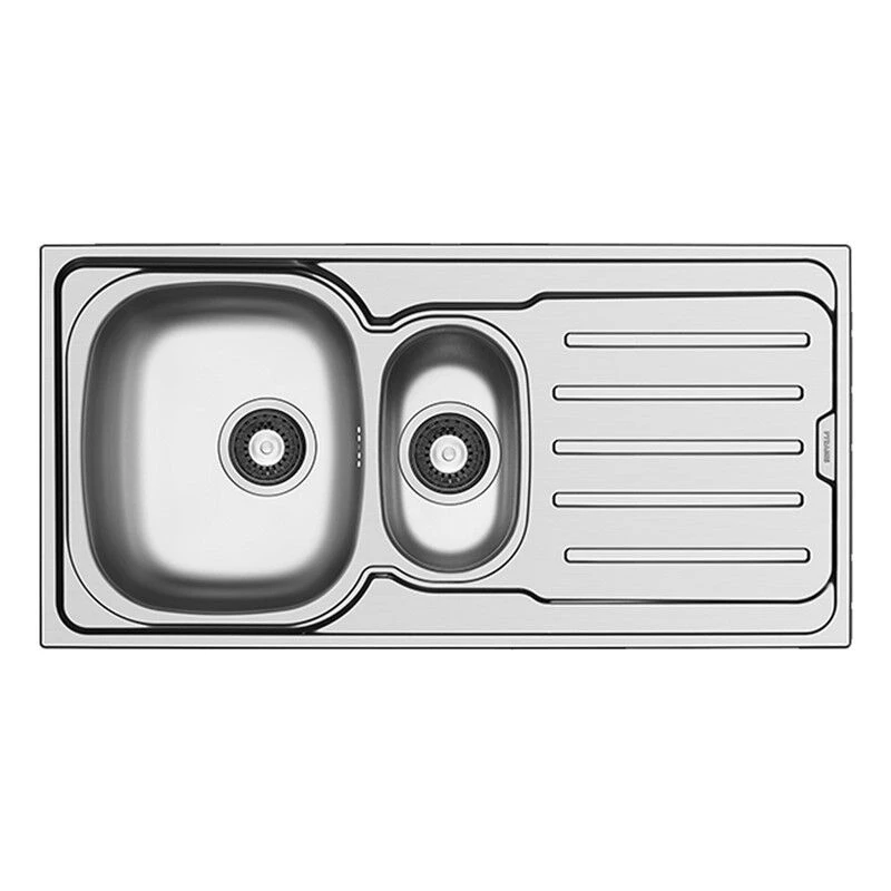 Image of Balterley 1.5 Bowl Stainless Steel Kitchen Sink with Drainer, 1000 x 500mm in Metallic Silver Metallic Silver Unisex