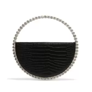 Image of I Saw It First Mock Croc Faux Leather Circle Diamante Grab Bag - White