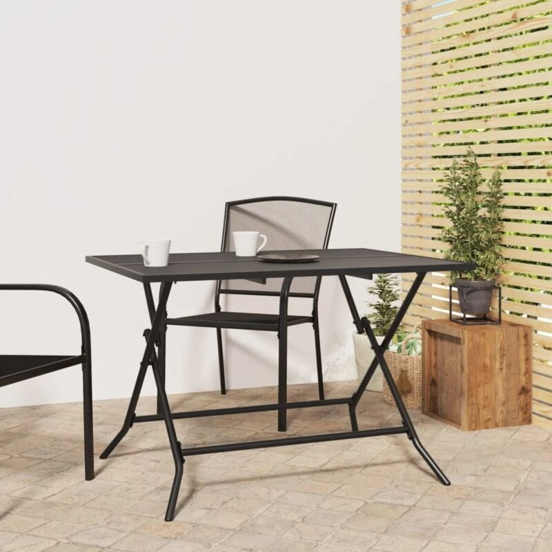 Image of vidaXL Folding Garden Table Anthracite 110x80x72cm Steel Mesh, Grey 362749