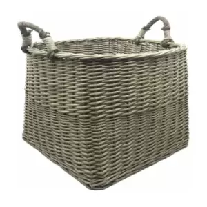 Image of Antiques Wash Square Log Basket with Loop Handles
