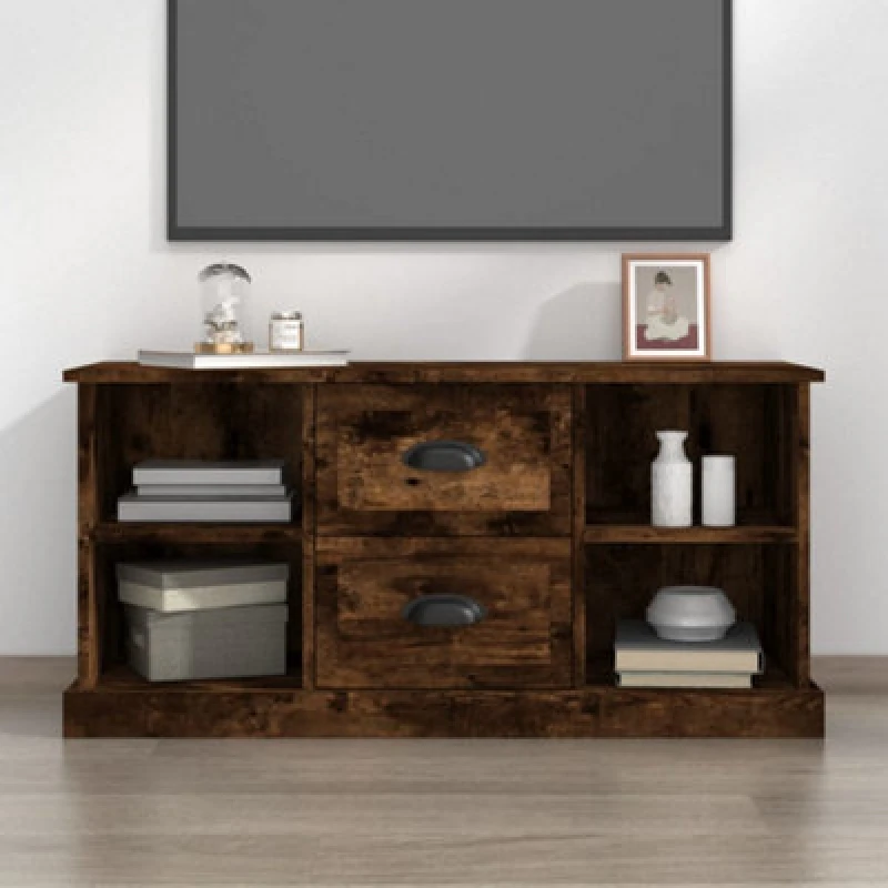 Image of vidaXL TV Cabinet Smoked Oak 99.5x35.5x48cm Engineered Wood, Brown 816277
