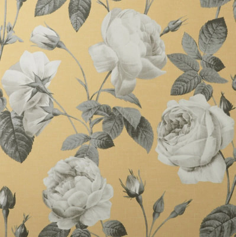 Image of Crown Eden Floral Mustard Wallpaper M1646