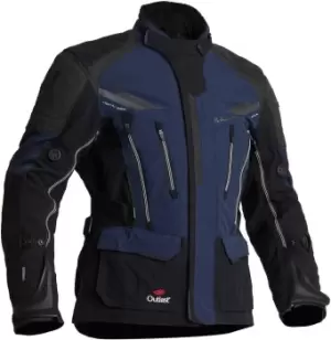 Image of Halvarssons Mora Waterproof Motorcycle Textile Jacket, black-blue, Size 48, black-blue, Size 48