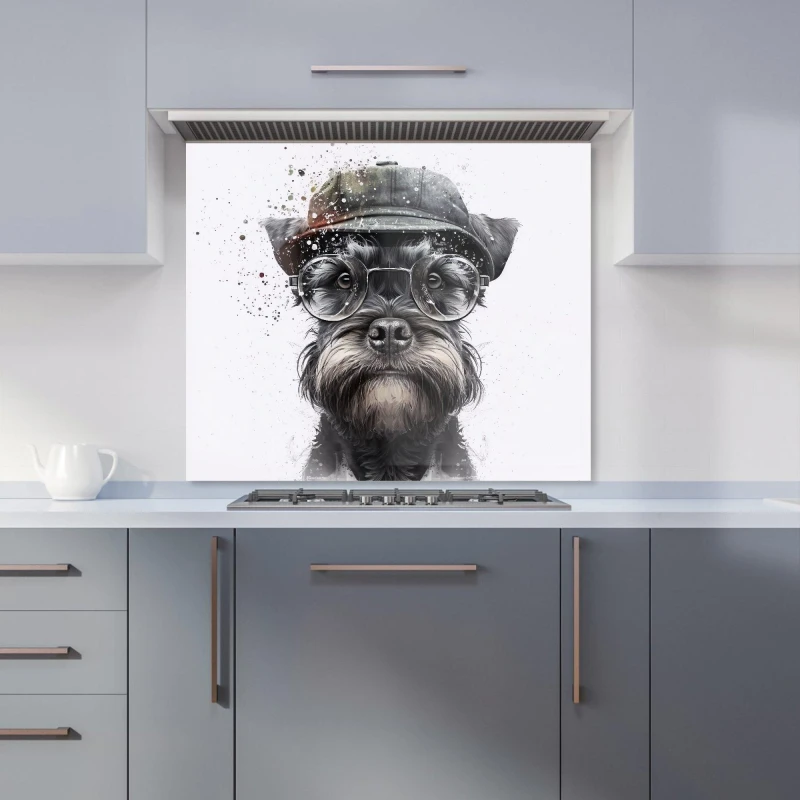 Image of Warren Reed - Designer Miniature Schnauzer Dog Kitchen Splashback Size: 900mm x 650mm Multicolor Unisex 900mm x 650mm