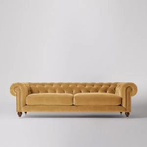 Image of Swoon Winston Velvet 4 Seater Sofa - 4 Seater - Biscuit