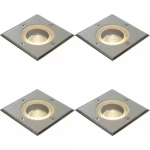 Image of 4 pack Marine Grade IP65 Square Ground Light - 50W GU10 - Stainless Steel