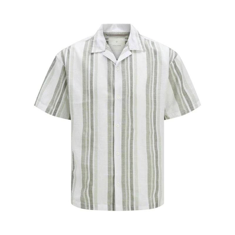 Image of Jack and Jones & Jones Premium revere collar linen shirt in Vetiver male Sml