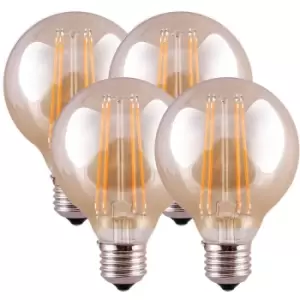 Image of Harper Living 8 Watts G95 E27 LED Bulb Amber Globe Warm White Dimmable, Pack of 4