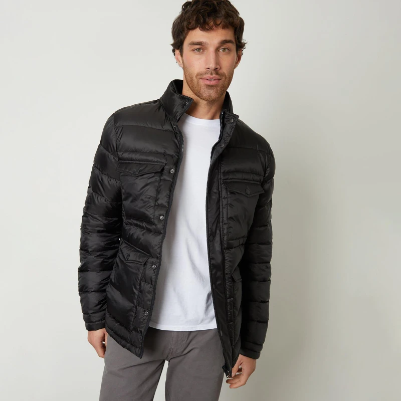 Image of Threadbare Funnel Neck Utility Puffer Jacket - Black L