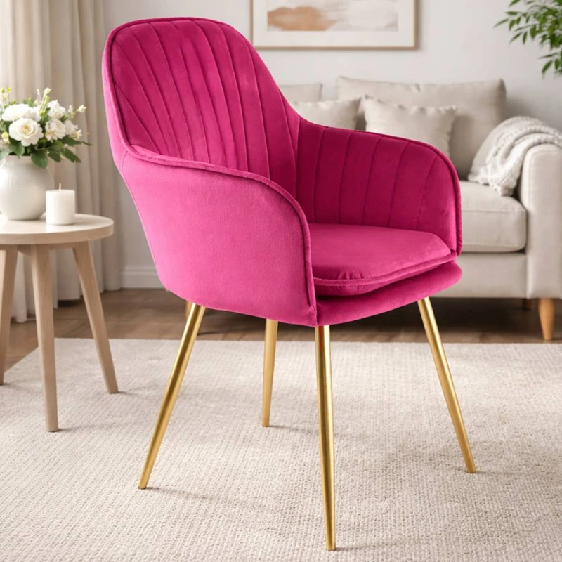 Image of RAYGAR Genesis muse Chair in Velvet Fabric - Fuchsia Pink RG1439