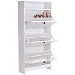 Image of HOMCOM Shoe Cabinet 833-415WT Metal, Particle Board, Plastic White 240 mm x 600 mm x 1320 mm