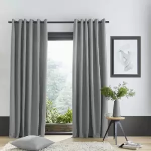 Image of Catherine Lansfield Pinsonic Chevron Lined Eyelet Curtains, Silver, 46 x 72 Inch