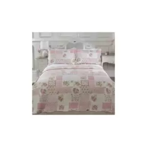Image of Cotswold Bedspread Single Bed Pink Floral Patchwork