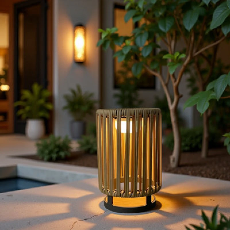 Image of K Living Bakau Small Rattan Solar Rechargeable Lamp